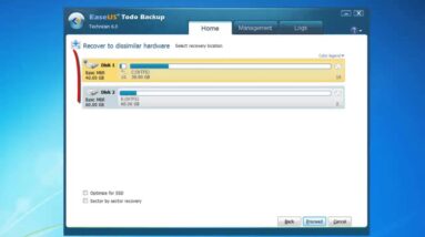 Recover to dissimilar hardware with todo backup
